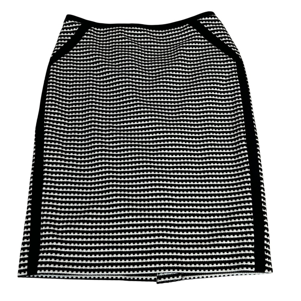 Nine West Black White Striped Textured Pencil Skirt Size 2 Professional Office